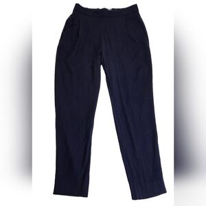 VINCE Waffle Knit Pleat Pull-on Wool Blend Pants Size S Dark Blue #V3717-21210